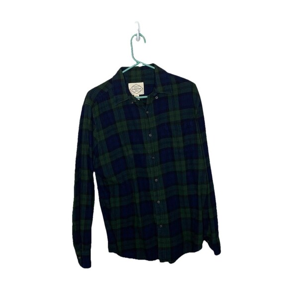 St Johns Bay Green Blue Button Down Up Long Sleeve Plaid Shirt Mens Size M - Picture 5 of 5